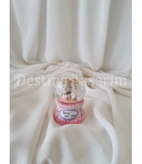 Mini Boy Pembe Işıklı Kar Küresi